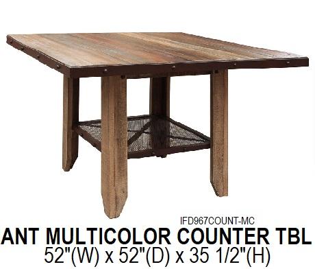 Antique Multicolor Counter Height Table