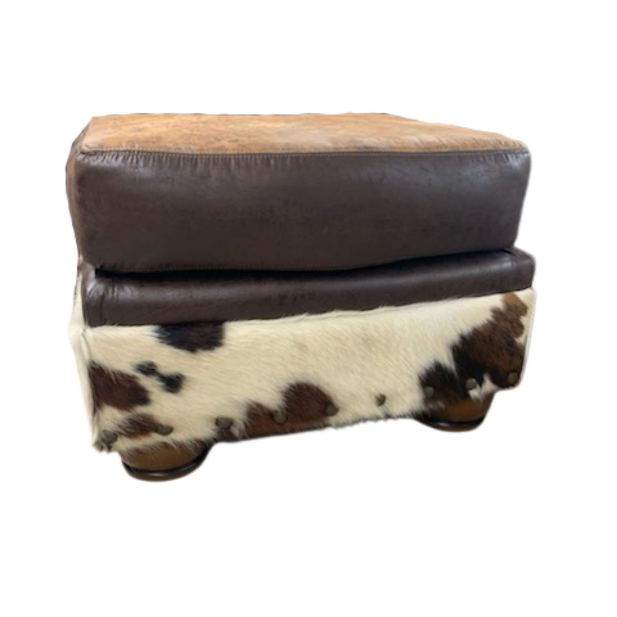 Faux cowhide ottoman hotsell