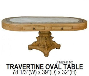 Travertine Oval Table